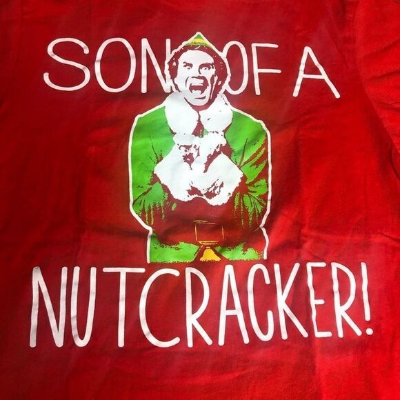 𝅺Elf “Son of a Nutcracker” Red Crewneck Tshirt Size Small Christmas Holiday - Picture 2 of 4